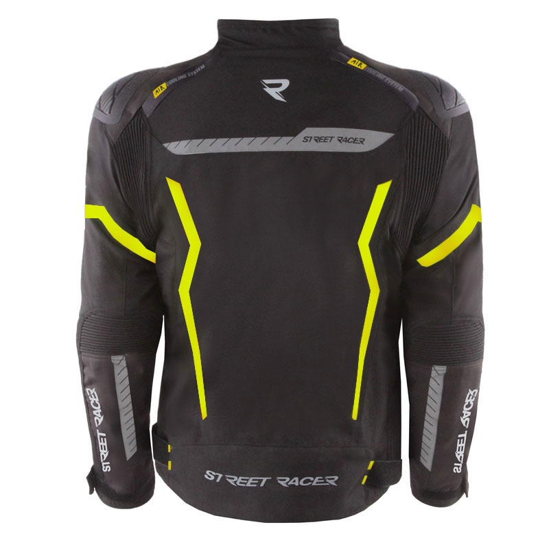 Moto jakna Street Racer Flex EVO črno-fluo rumena
