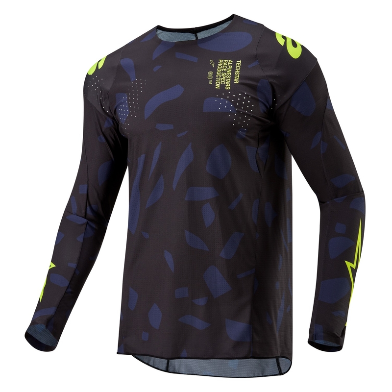 Alpinestars Techstar Rantera motokros majica črno-modra-fluo rumena