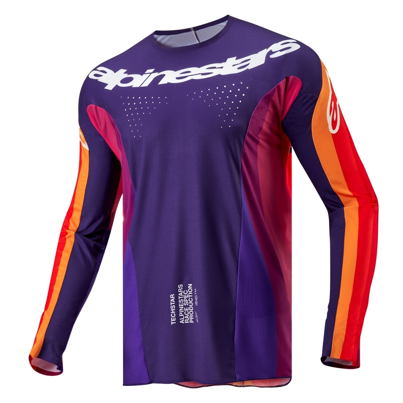 Motokrosový dres Alpinestars Techstar Pneuma 2024 fialovo-oranžovo-modrý