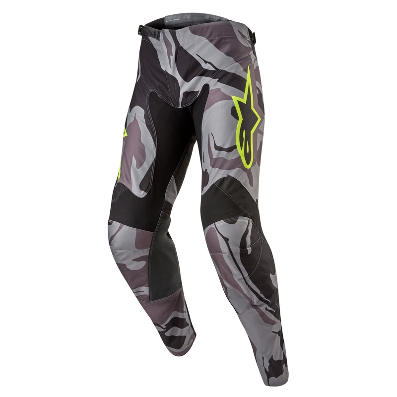 Alpinestars Racer Tactical motokros hlače sive camo-fluo rumeno-črne
