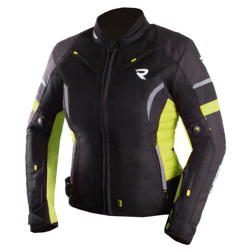 Ženska motoristična jakna Street Racer Betty II črno-fluo rumena