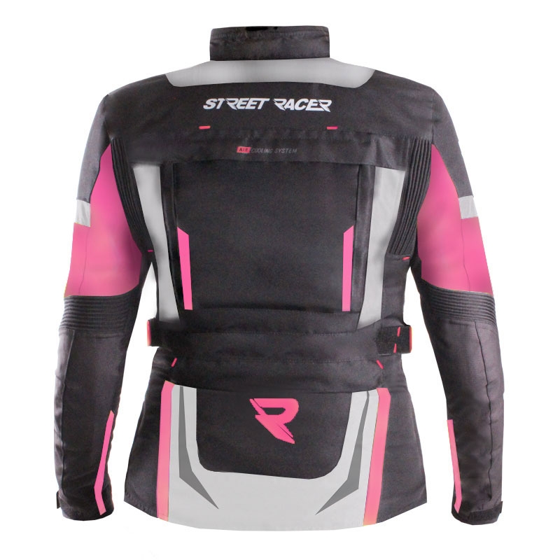 Ženska motoristična jakna Street Racer Hilax črno-sivo-roza