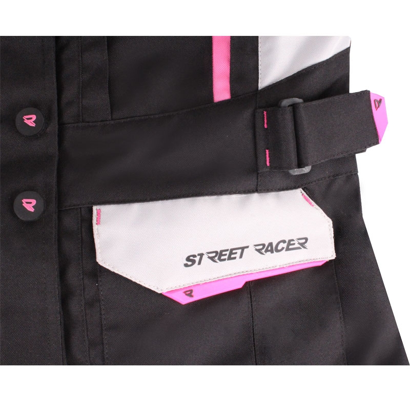 Ženska motoristična jakna Street Racer Hilax črno-sivo-roza