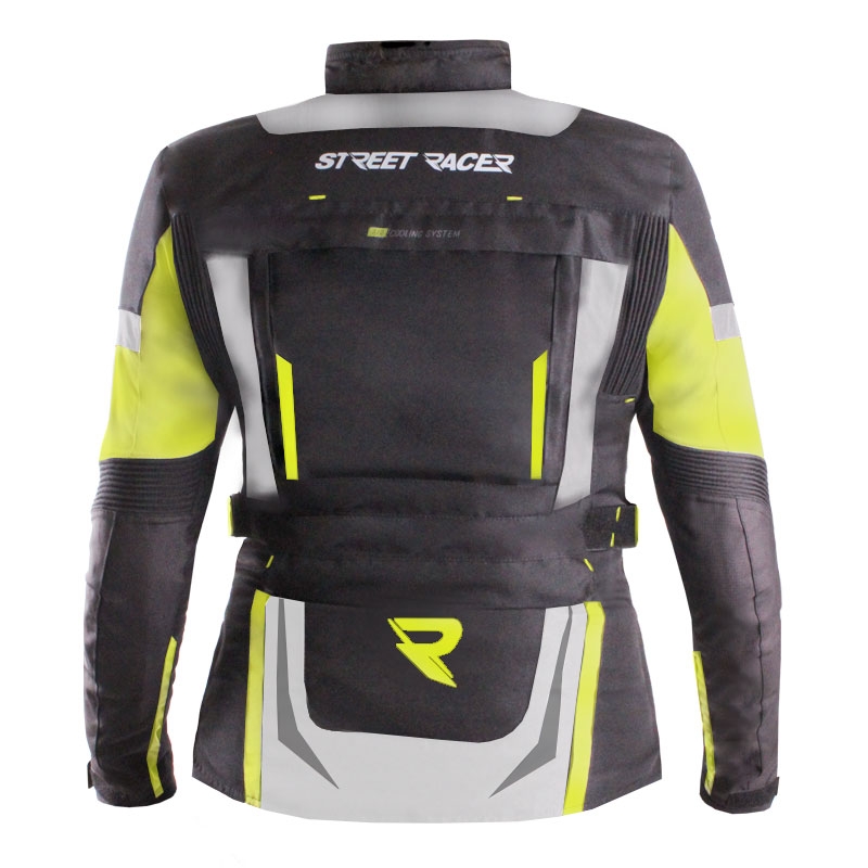 Ženska motoristična jakna Street Racer Hilax črno-sivo-fluo rumena