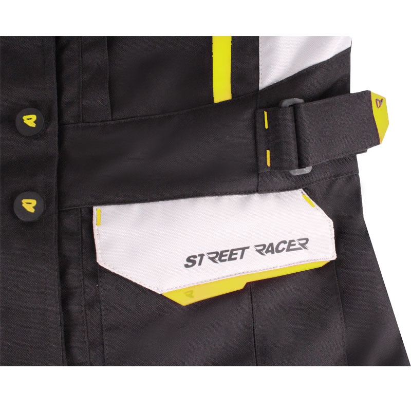 Ženska motoristična jakna Street Racer Hilax črno-sivo-fluo rumena