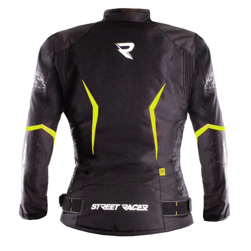 Ženska motoristična jakna Street Racer Rose črno-fluo rumena