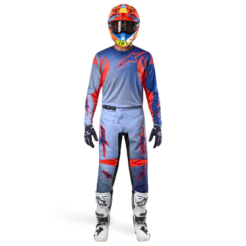 Motokros hlače Alpinestars Fluid Lucent modro-svetlo modro-oranžne