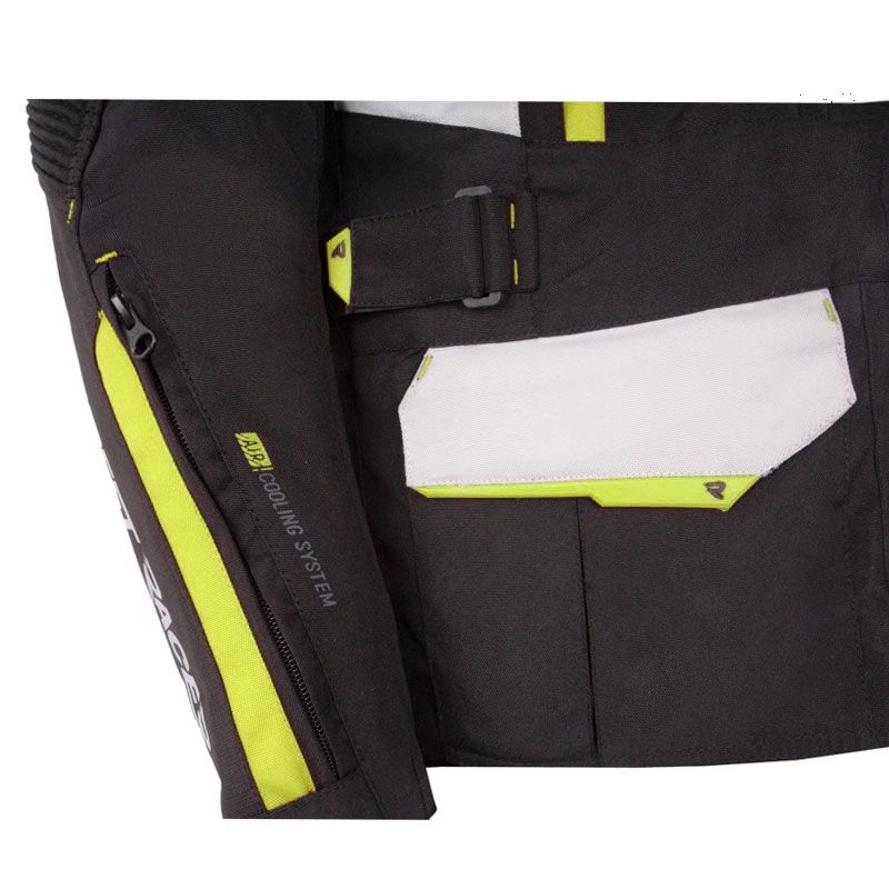 Moto jakna Street Racer Hilax črno-sivo-fluo rumena