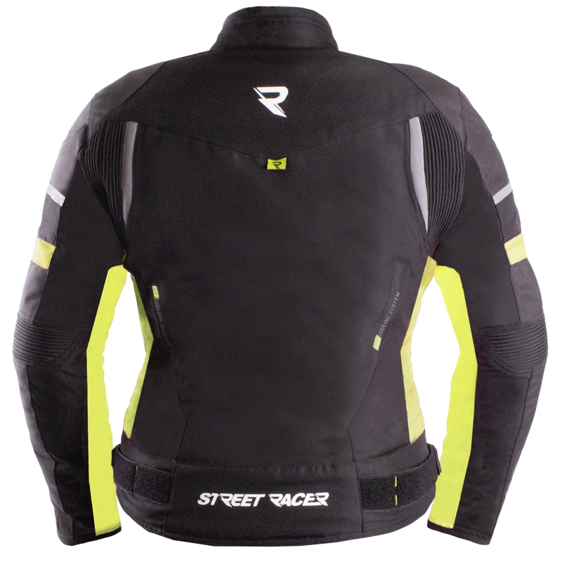 Ženska motoristična jakna Street Racer Betty II črno-fluo rumena