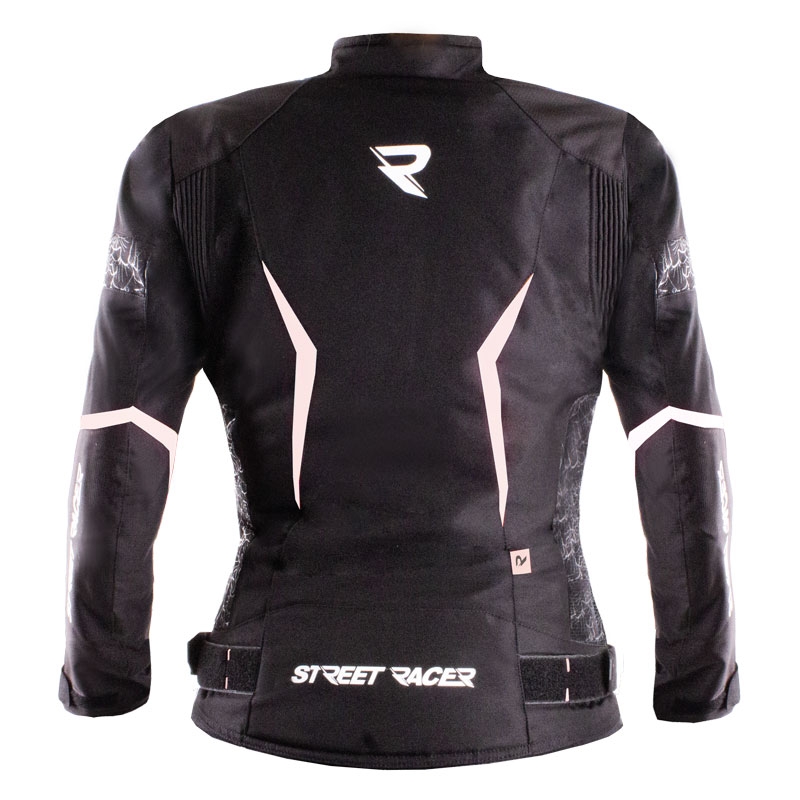 Ženska motoristična jakna Street Racer Rose črno-bela
