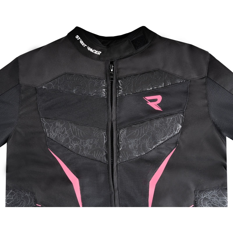 Ženska motoristična jakna Street Racer Rose Air črno-roza