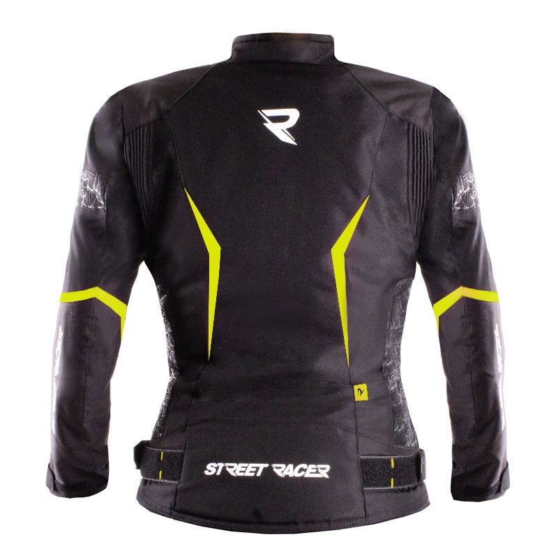 Ženska motoristična jakna Street Racer Rose Air črno-fluo rumena
