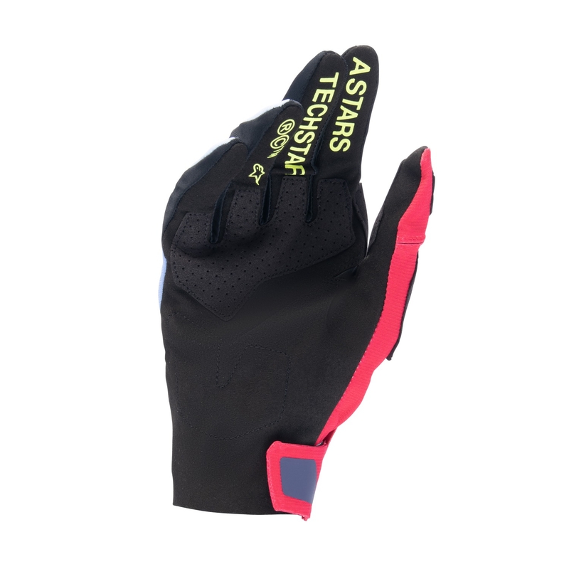 Alpinestars Techstar rokavice za motokros svetlo modro-rdeče-rumene fluo-črne
