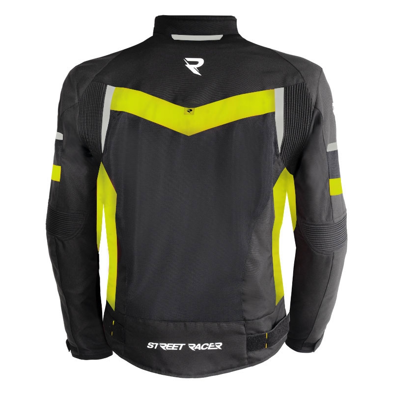 Moto jakna Street Racer Evans Air črno-fluo rumena
