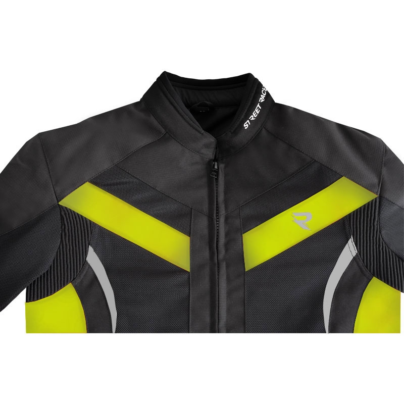 Moto jakna Street Racer Evans Air črno-fluo rumena