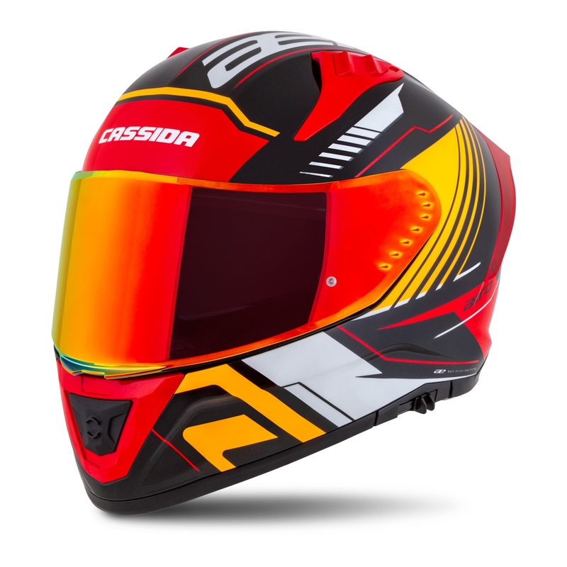 Integralna motoristična čelada Cassida Aero Drome pearl črno-oranžno-rdeče-bela