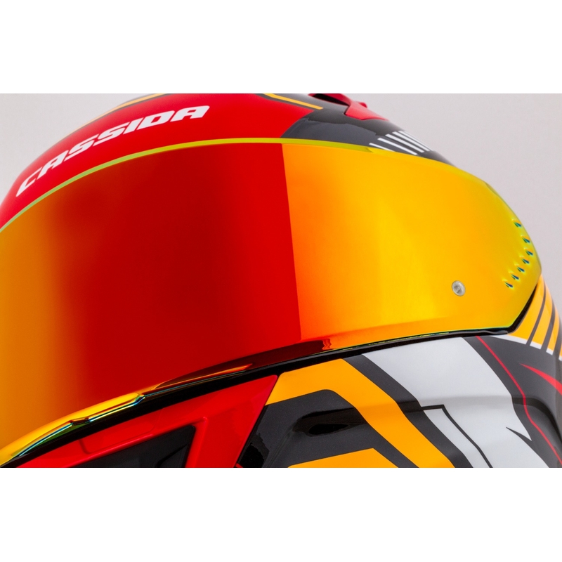 Integralna motoristična čelada Cassida Aero Drome pearl črno-oranžno-rdeče-bela