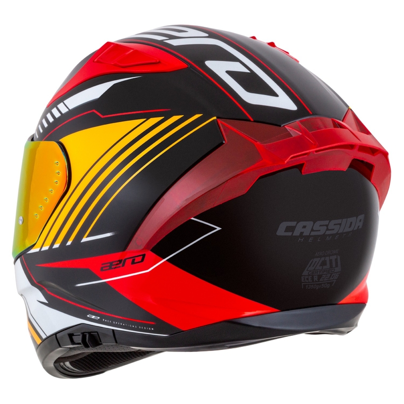 Integralna motoristična čelada Cassida Aero Drome pearl črno-oranžno-rdeče-bela