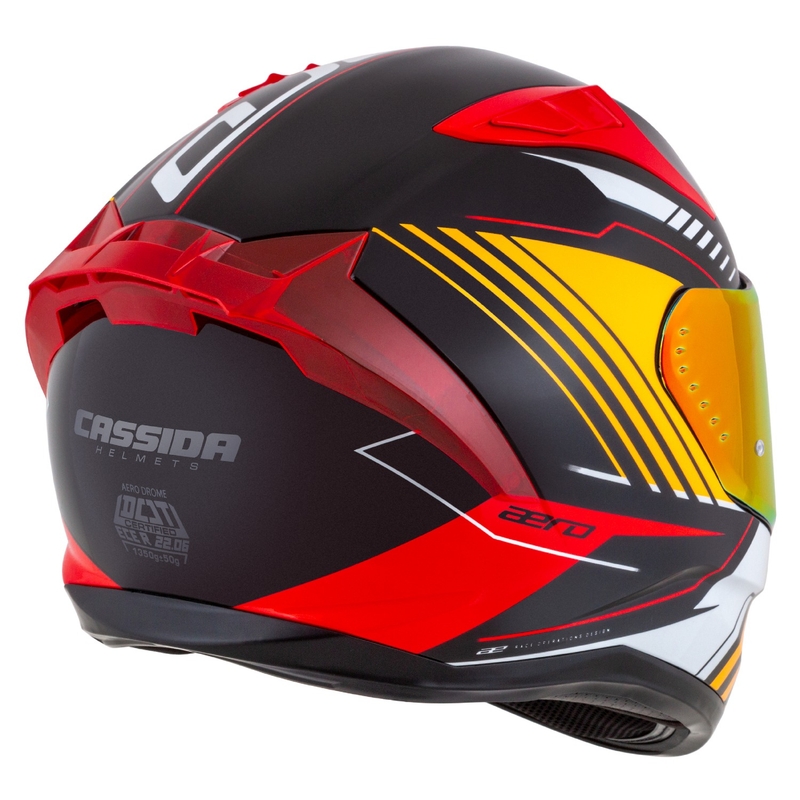 Integralna motoristična čelada Cassida Aero Drome pearl črno-oranžno-rdeče-bela
