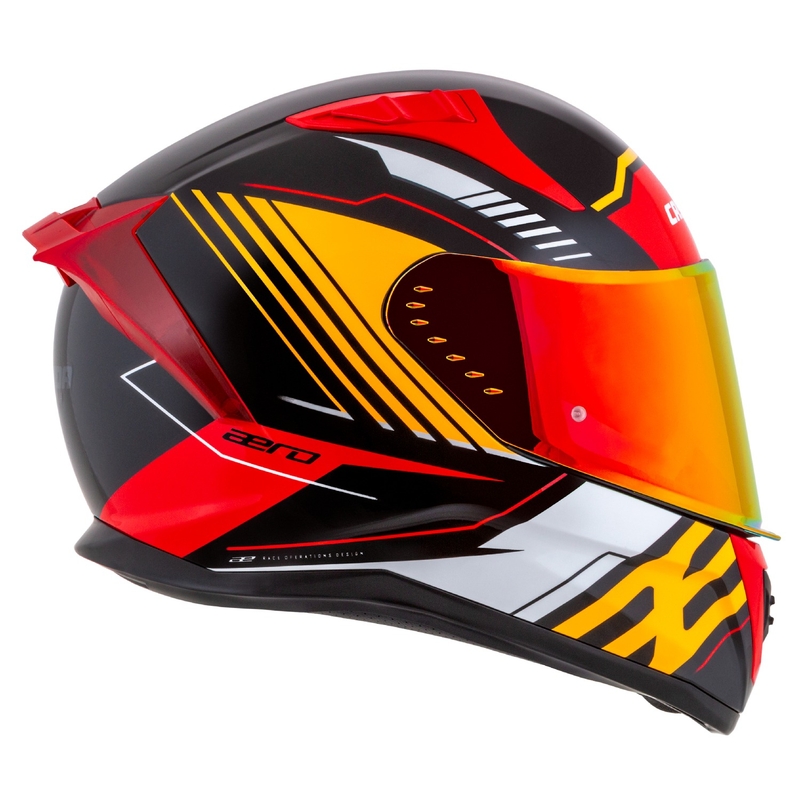 Integralna motoristična čelada Cassida Aero Drome pearl črno-oranžno-rdeče-bela