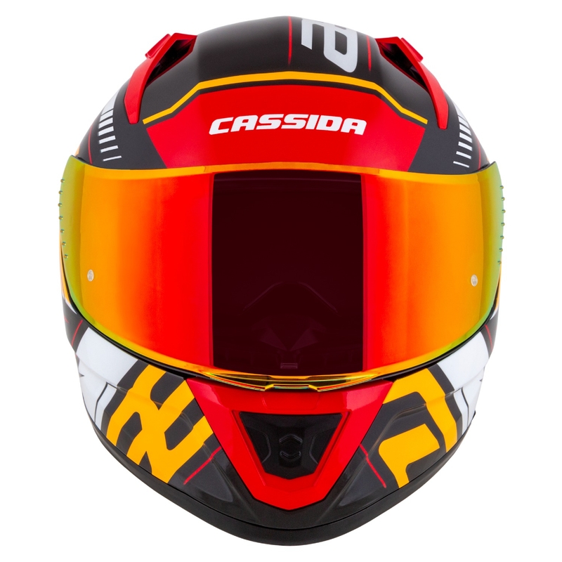 Integralna motoristična čelada Cassida Aero Drome pearl črno-oranžno-rdeče-bela