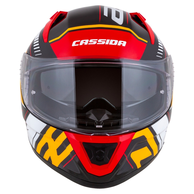 Integralna motoristična čelada Cassida Aero Drome pearl črno-oranžno-rdeče-bela