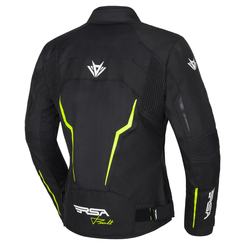 Ženska motoristična jakna RSA Bolt Black-White-Fluo Yellow