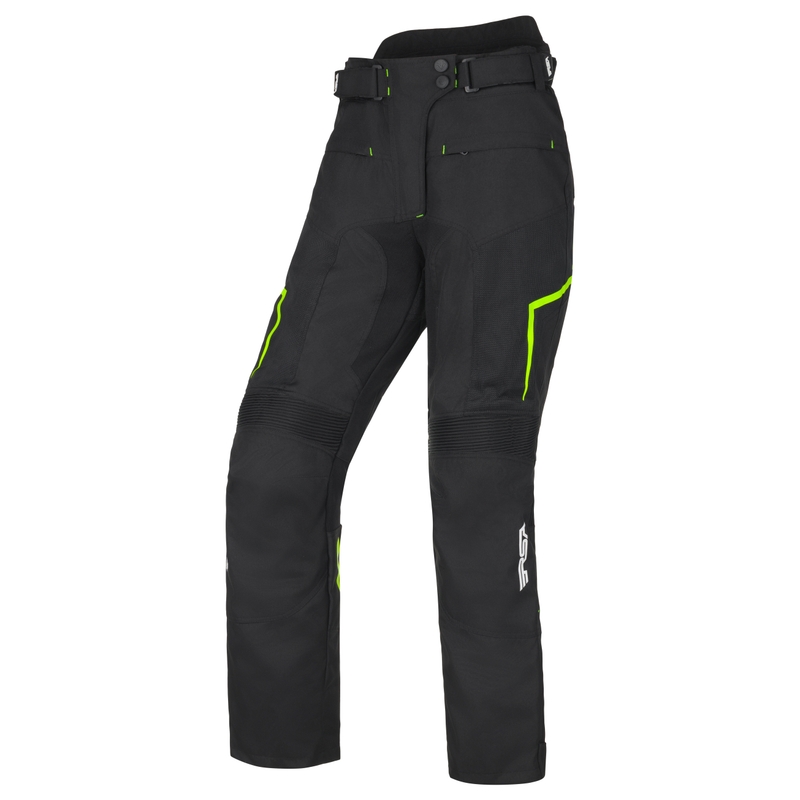 Ženske motoristične hlače RSA Bolt Black-White-Fluo Yellow