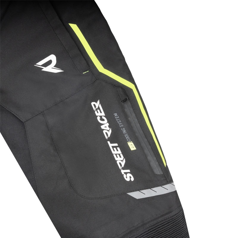 Motoristične hlače Street Racer Flex črno-fluo rumene