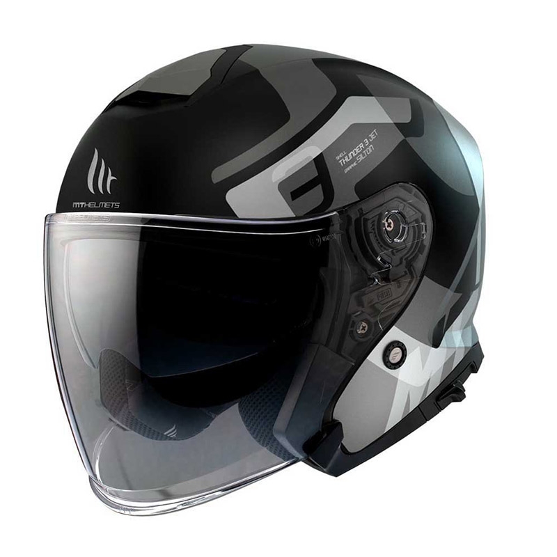 MT Thunder 3 SV Jet Silton črno-siva odprta motoristična čelada razprodaja