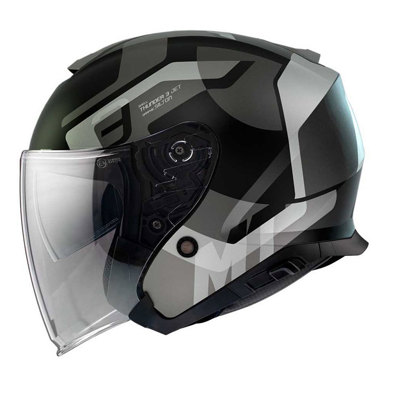 MT Thunder 3 SV Jet Silton črno-siva odprta motoristična čelada razprodaja
