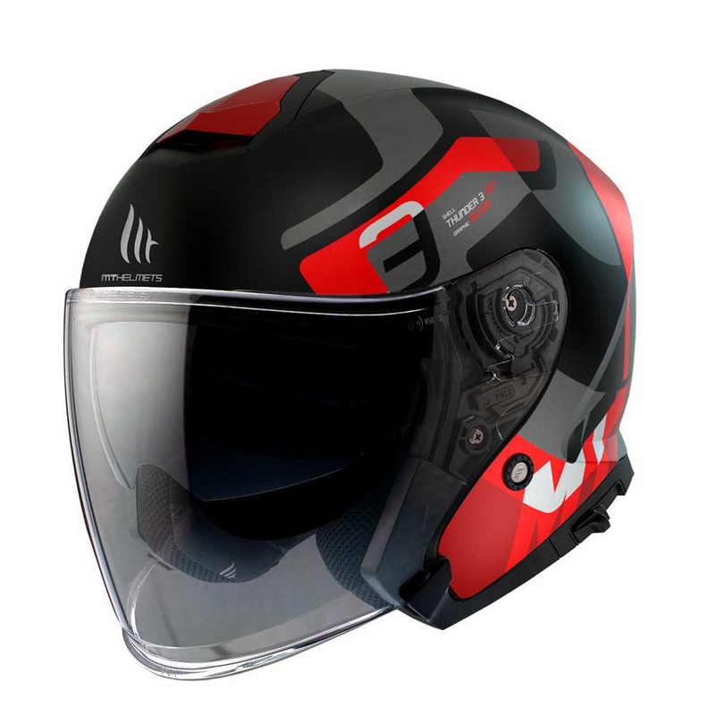 Odprta motoristična čelada MT Thunder 3 SV Jet Silton B5 black-grey-red razprodaja