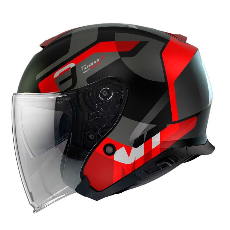Odprta motoristična čelada MT Thunder 3 SV Jet Silton B5 black-grey-red razprodaja