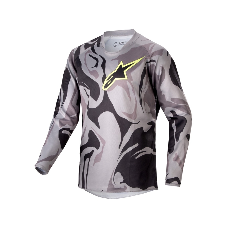 Otroška motoristična majica Alpinestars Racer Tactical 2024 black camo-fluo yellow-black