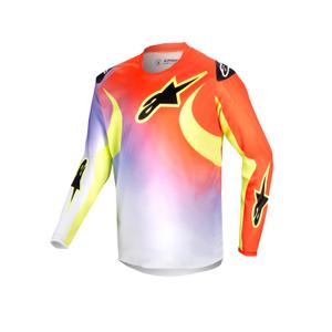 Otroška majica za motokros Alpinestars Racer Lucent 2024 bela-črna-fluo rumena
