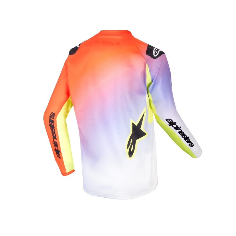 Otroška majica za motokros Alpinestars Racer Lucent 2024 bela-črna-fluo rumena