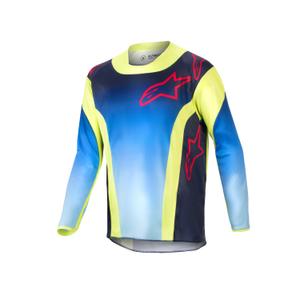 Otroška motoristična majica Alpinestars Racer Hoen 2024 fluo rumeno-modro-rdeča