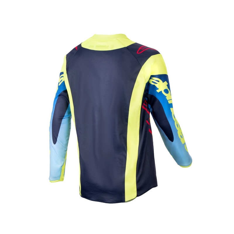 Otroška motoristična majica Alpinestars Racer Hoen 2024 fluo rumeno-modro-rdeča