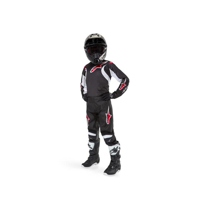 Otroške motokros hlače Alpinestars Racer Lucent črno-belo-rdeče
