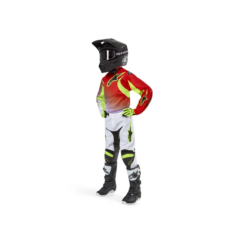 Otroške motokros hlače Alpinestars Racer Lucent Belo-Črno-Fluto Rumene