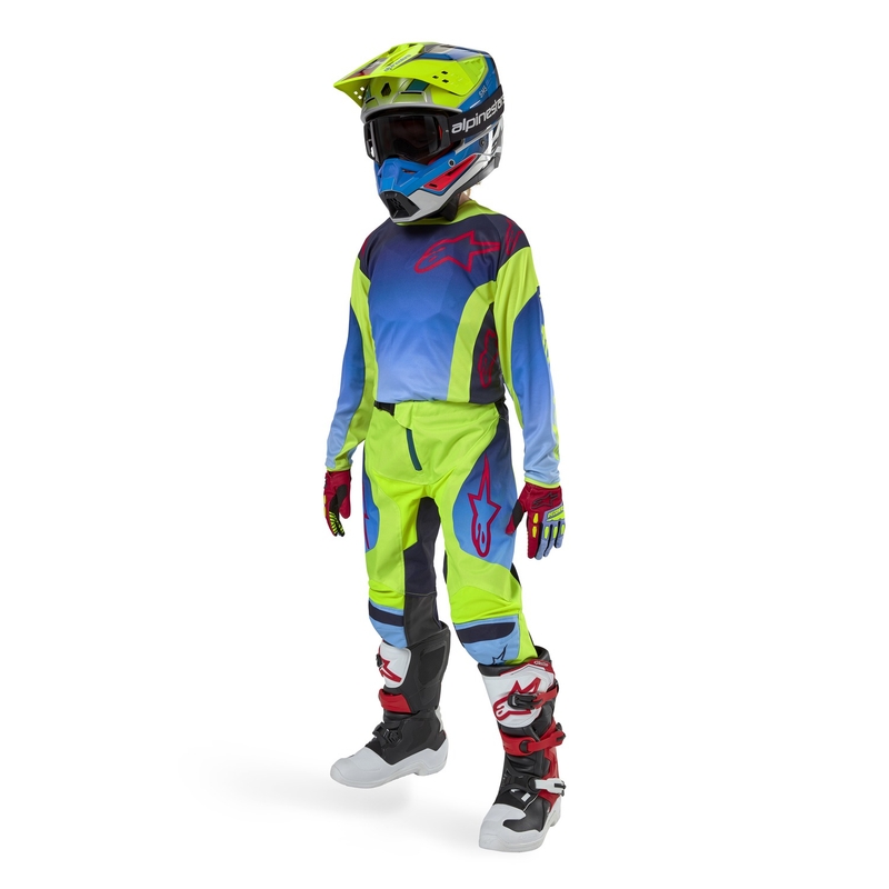 Alpinestars Racer Hoen otroške motokros hlače fluo rumeno-modro-rdeče