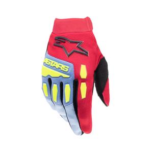 Alpinestars Full Bore 2024 otroške rokavice za motokros svetlo modra-rdeča-fluo rumena-črna