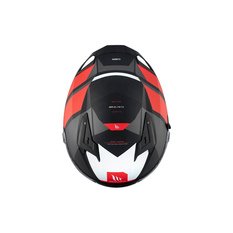 MT BRAKER CHENTO B5 sivo-rdeče-bela integralna motoristična čelada