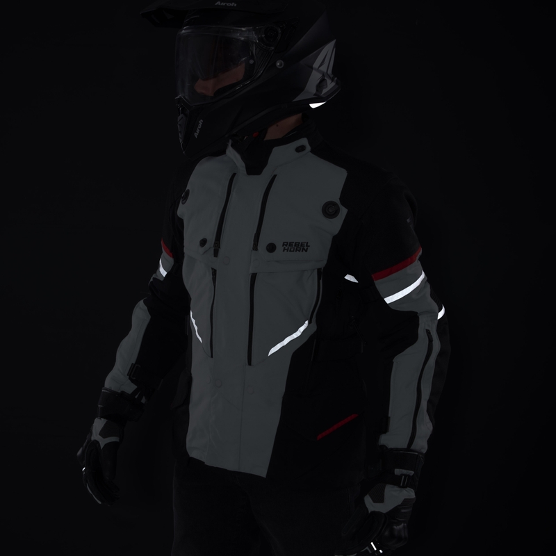 Rebelhorn Range sivo-črno-rdeča motoristična jakna
