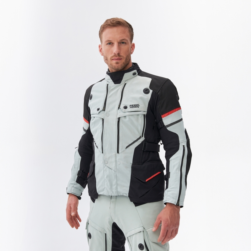 Rebelhorn Range sivo-črno-rdeča motoristična jakna