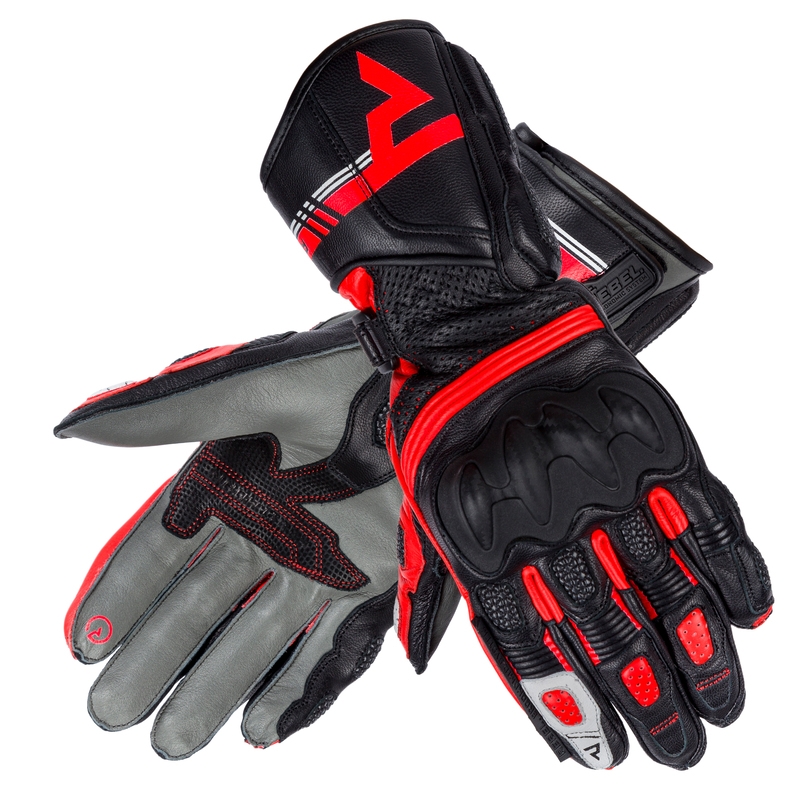 Rebelhorn ST Long Black-Gray-Fluo Red Motoristične rokavice za ženske razprodaja