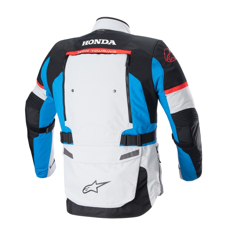 Moto jakna Alpinestars Bogota PRO Drystar Honda svetlo siva-fluo rdeča-modro-črna