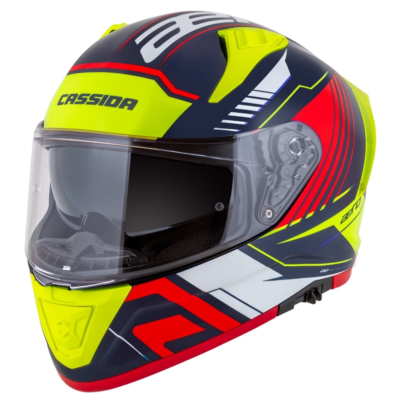 Motoristična čelada Cassida Aero Drome Integral Pearl Blue-Yellow-Orange-Red-White