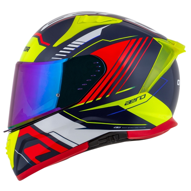 Motoristična čelada Cassida Aero Drome Integral Pearl Blue-Yellow-Orange-Red-White
