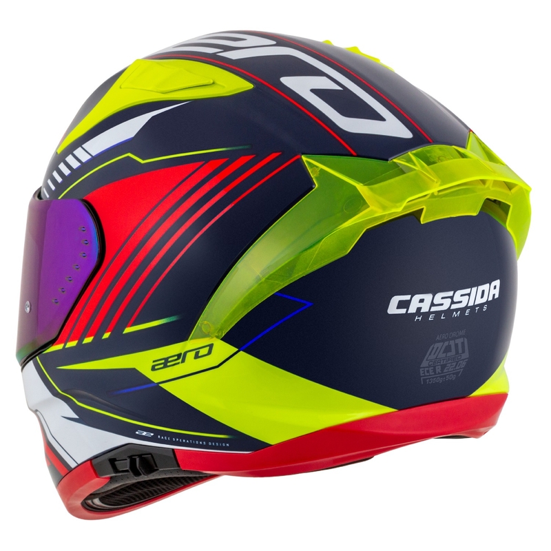 Motoristična čelada Cassida Aero Drome Integral Pearl Blue-Yellow-Orange-Red-White
